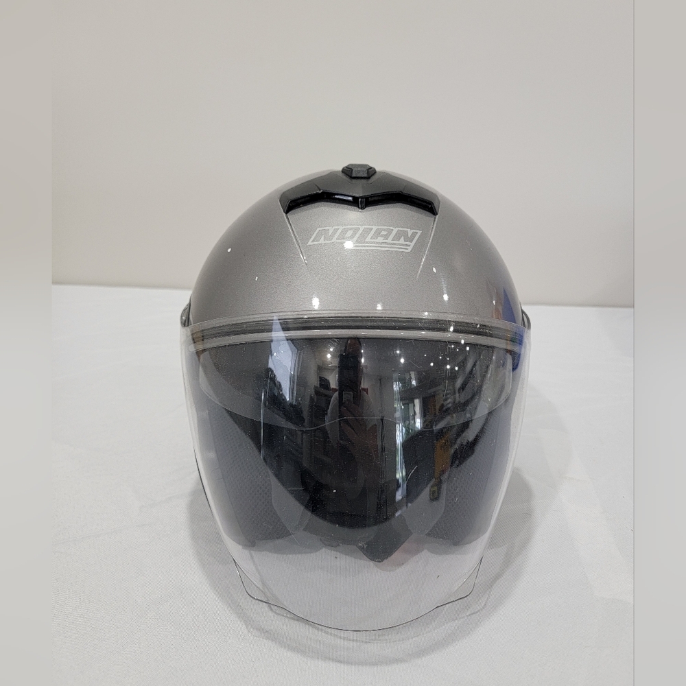 Nolan N40 Classic N-Com Open Face Motorcycle Helmet‎ - Silver Size Medium (58cm)